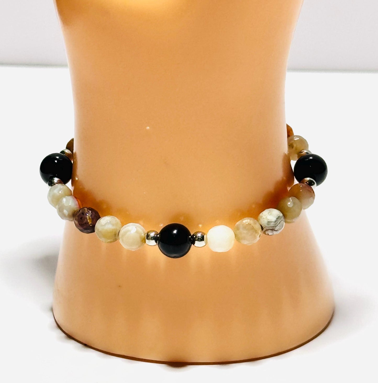 Contentment, Courage, Stability, Creativity, Balance, Positive Energy, Fire Agate Stretch Bracelet, 6”