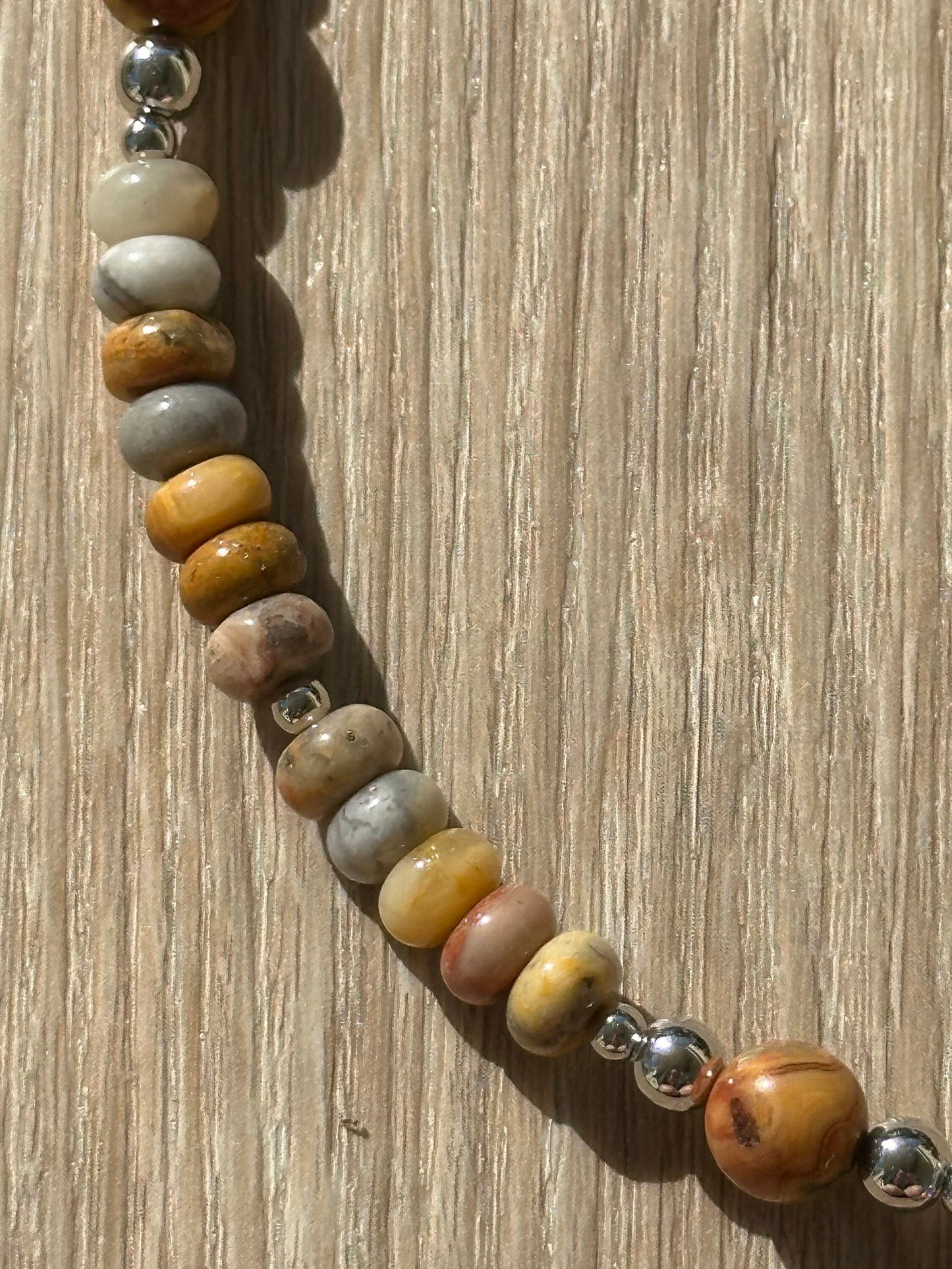 Beaded Pendant Necklace, Gemstone Necklace, Choker Necklace, Flint Arrowhead Pendant, Gift for Her, Agate, 17”, Encouragement