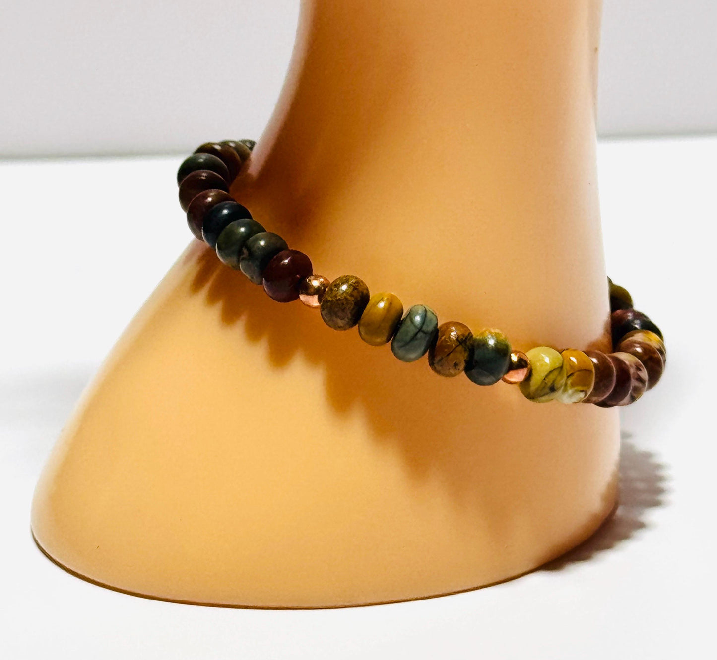 Minimalist Picasso Jasper Bracelet, Stretch Bracelet, Bohemian, Stretch Bracelet, Boho, Beaded Bracelet, Support Encouragement, Gift,   6.5”