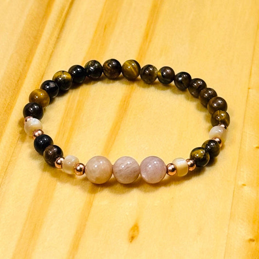 Natural Tiger Eye Bracelet, Stretch Bracelet, Brown Tiger Eye Bracelet, Agate, Bohemian, Stacking, Boho, Semi Precious Gemstones, Gift, 6”