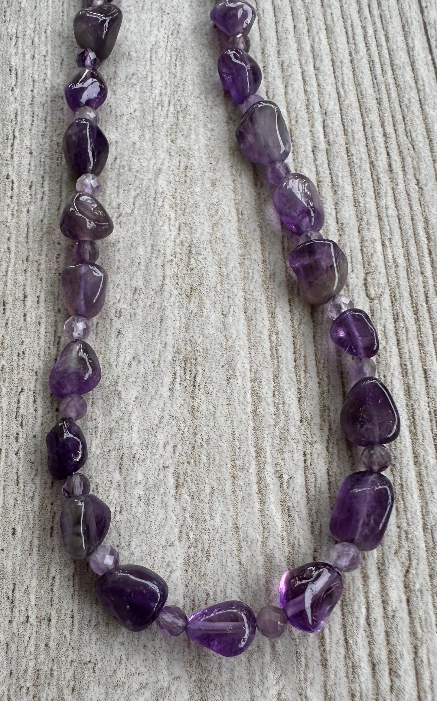 Amethyst  Necklace, Minimalist Necklace, Gemstone Necklace, Beaded Necklace, Gift For Her, Nugget Amethyst Semi Precious Stones, 20”