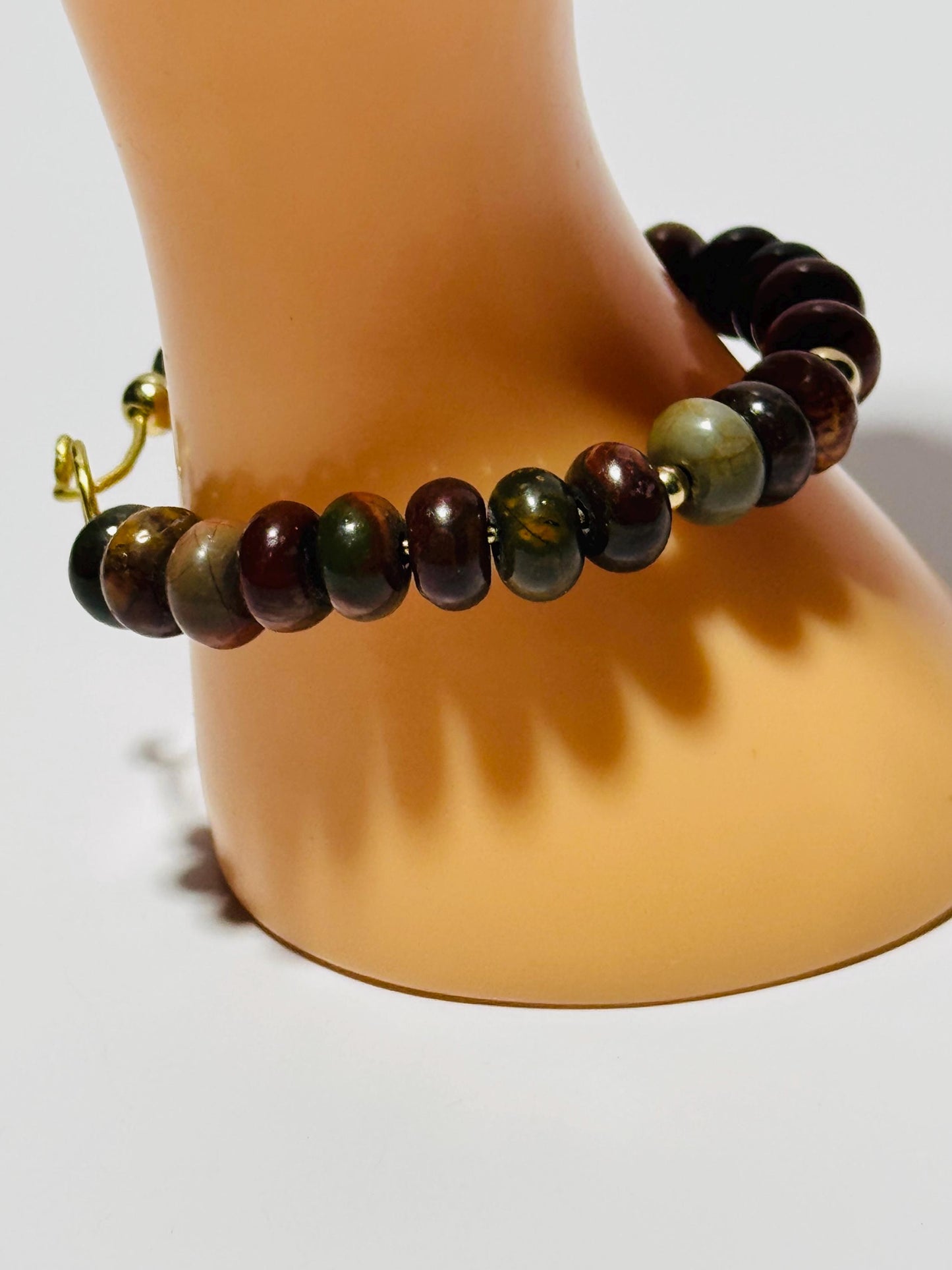 Natural Picasso Jasper Bracelet, Gemstone Bracelet, Hook & Loop Closure, Boho Bracelet, Joy, Support, Encouragement, Energy, 6.5”