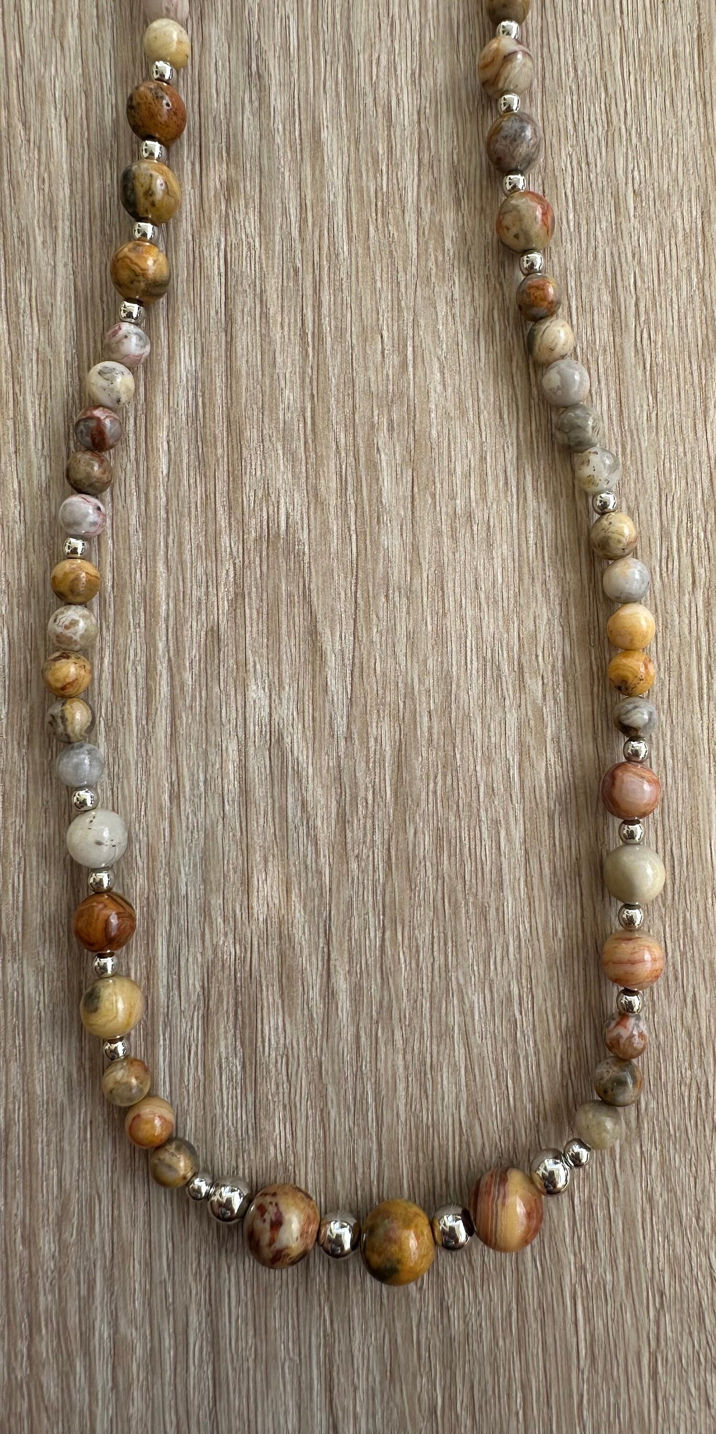 Crazy Lace Agate Necklace, Minimalist, Boho, Bohemian, Gift for Her, 25”, Gemstone Necklace, Joy Support Encouragement Energy Optimism