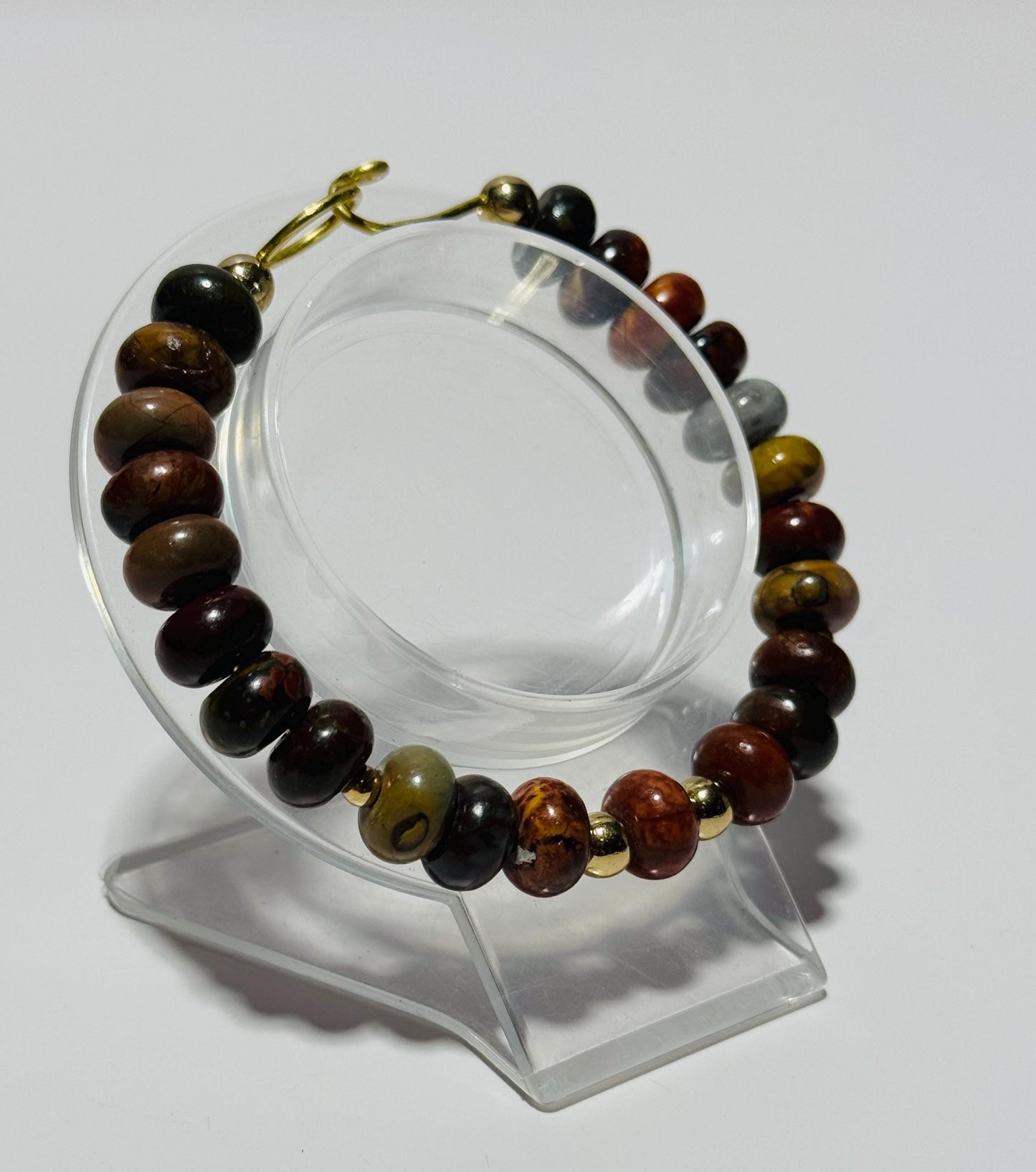 Natural Picasso Jasper Bracelet, Gemstone Bracelet, Hook & Loop Closure, Boho Bracelet, Joy, Support, Encouragement, Energy, 6.5”