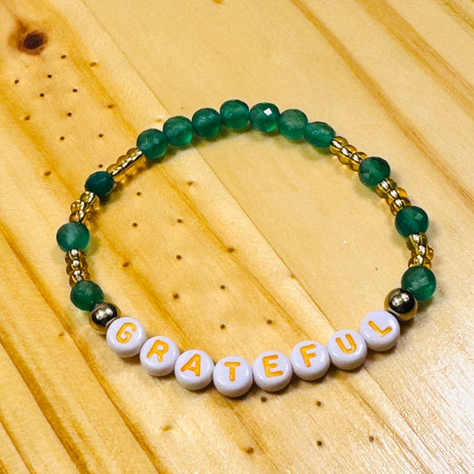 Gratitude Hematite Stretch Bracelet 6” Wrist Size