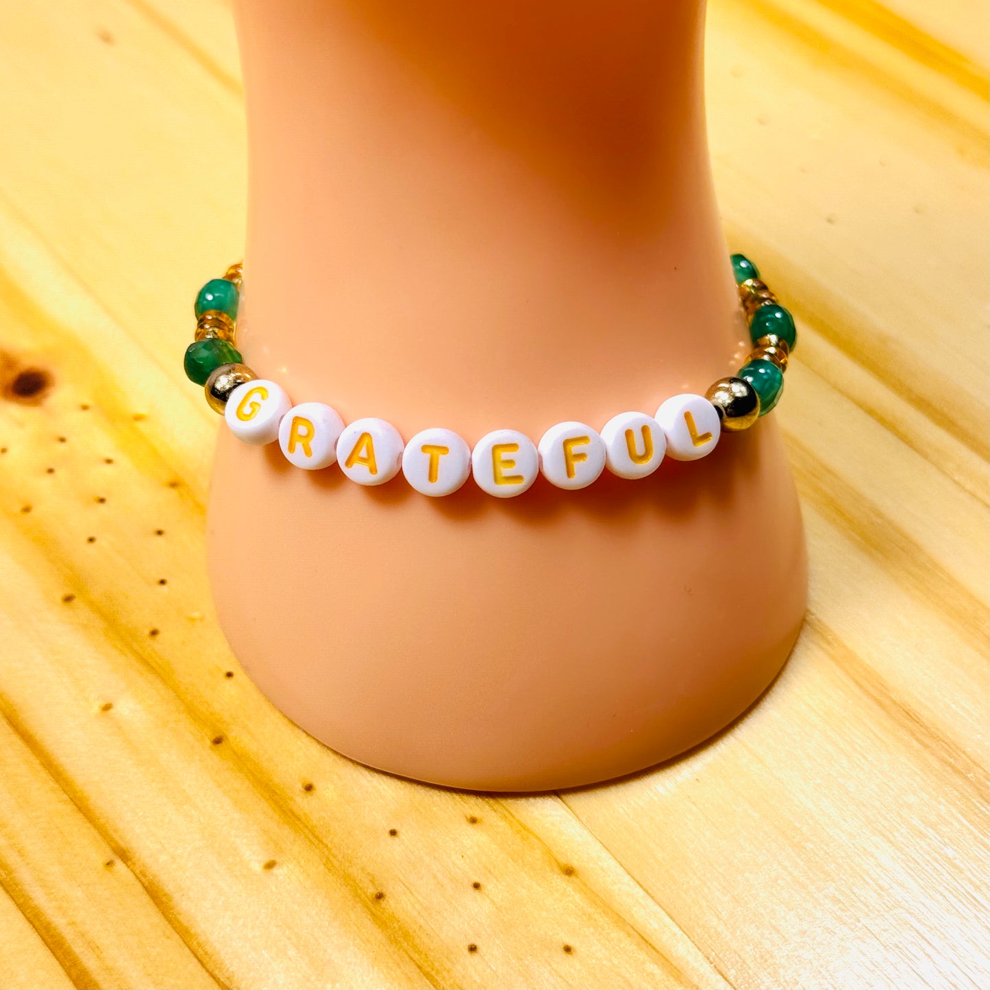 Gratitude Hematite Stretch Bracelet 6” Wrist Size