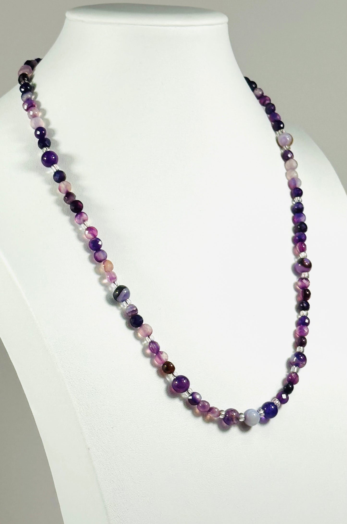 Minimalist, Purple Agate Necklace, Boho, Beaded Necklace, Bohemian, Handmade, Gift For Her, Unisex, Spiritually Enhancing, Creativity