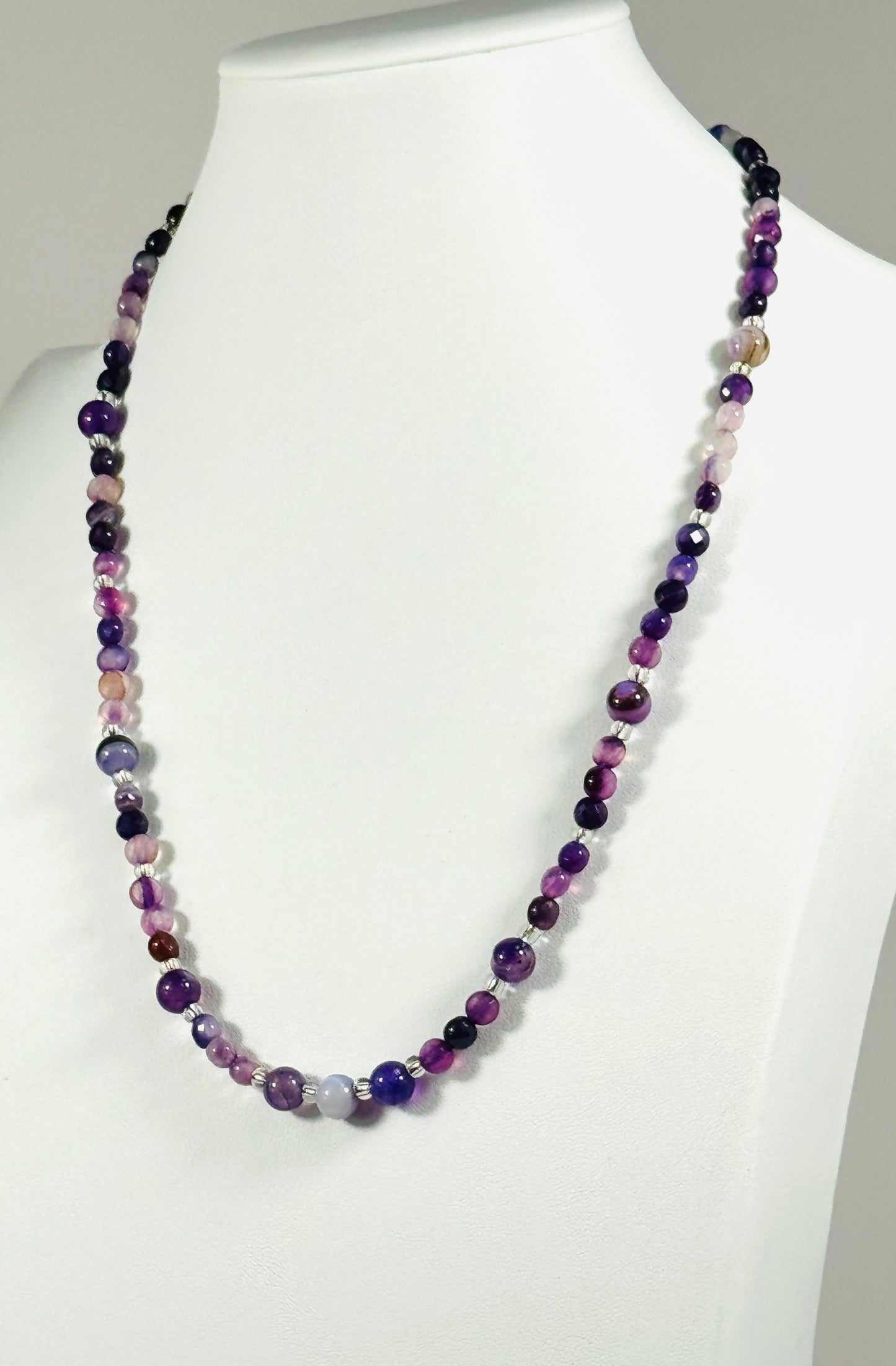 Minimalist, Purple Agate Necklace, Boho, Beaded Necklace, Bohemian, Handmade, Gift For Her, Unisex, Spiritually Enhancing, Creativity