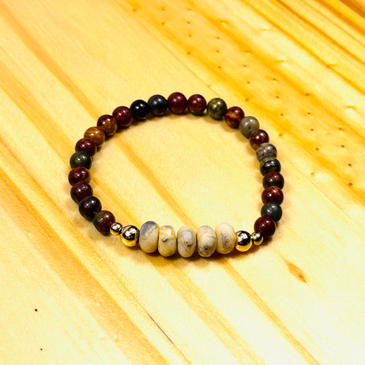 Minimalist Picasso Jasper Bracelet 6.5” Natural Crazy Lace Agate, Natural Jasper, Boho Bracelet, Stretch Bracelet, Support, Encouragement