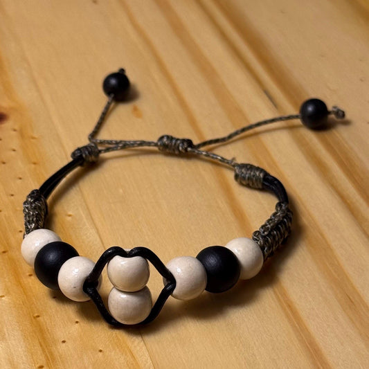 Wood Motorcycle Bracelet, Biker Bracelet, Wood Biker Bracelet, Biker Nano Paracord Bracelet, Boho Bracelet, Minimalist Bracelet, 6” - 10”