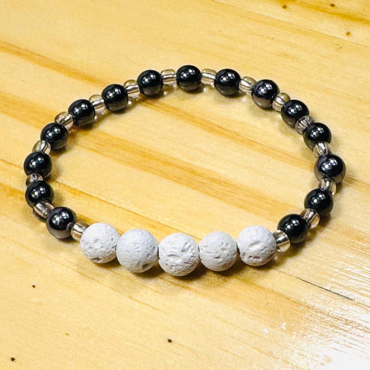 Aromatherapy Bracelet, Confidence Bracelet, Anxiety Bracelet, Heart Chakra, Spirituality, Grounding, Hematite Stretch Bracelet, 6”