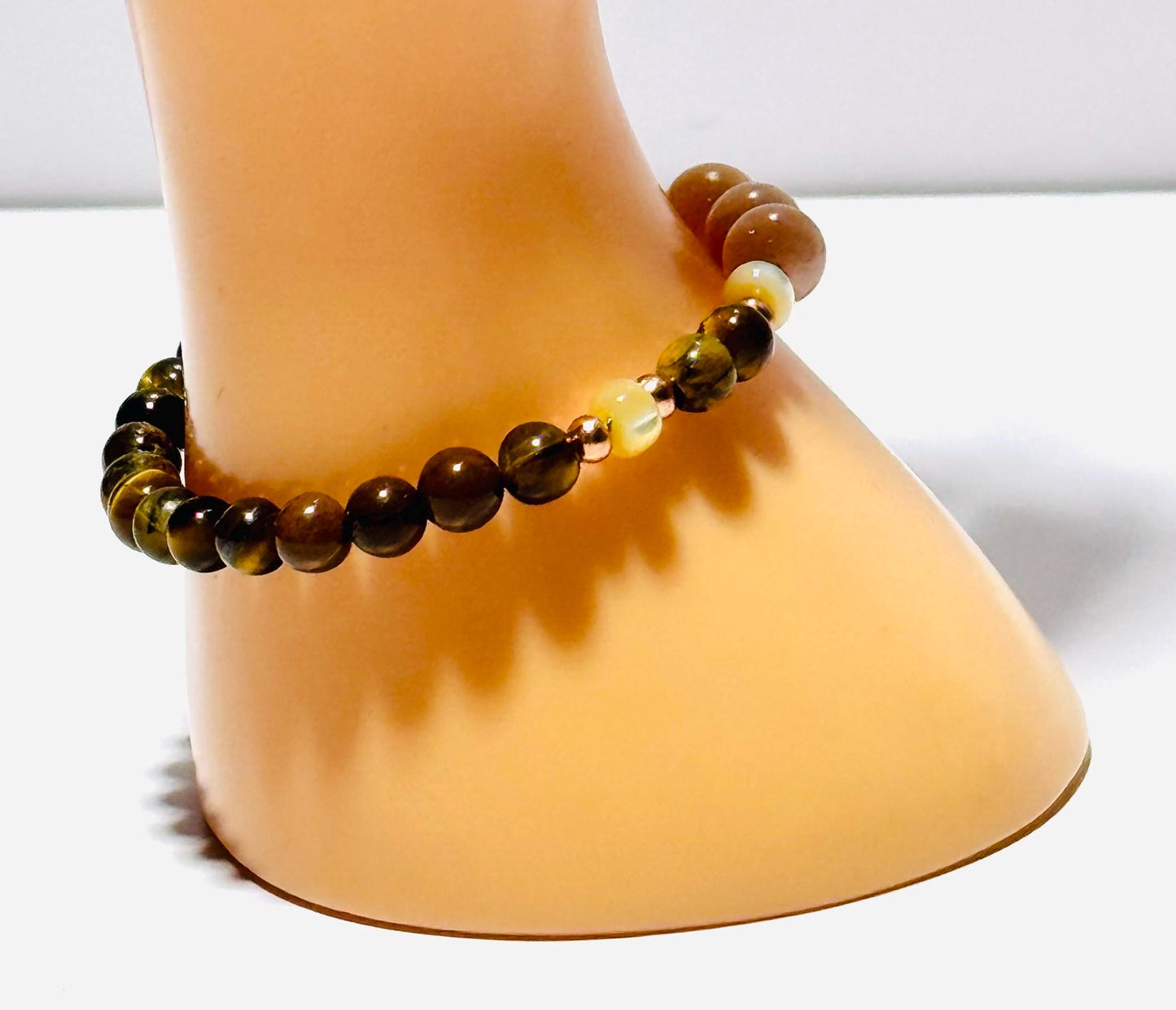 Natural Tiger Eye Bracelet, Stretch Bracelet, Brown Tiger Eye Bracelet, Agate, Bohemian, Stacking, Boho, Semi Precious Gemstones, Gift, 6”