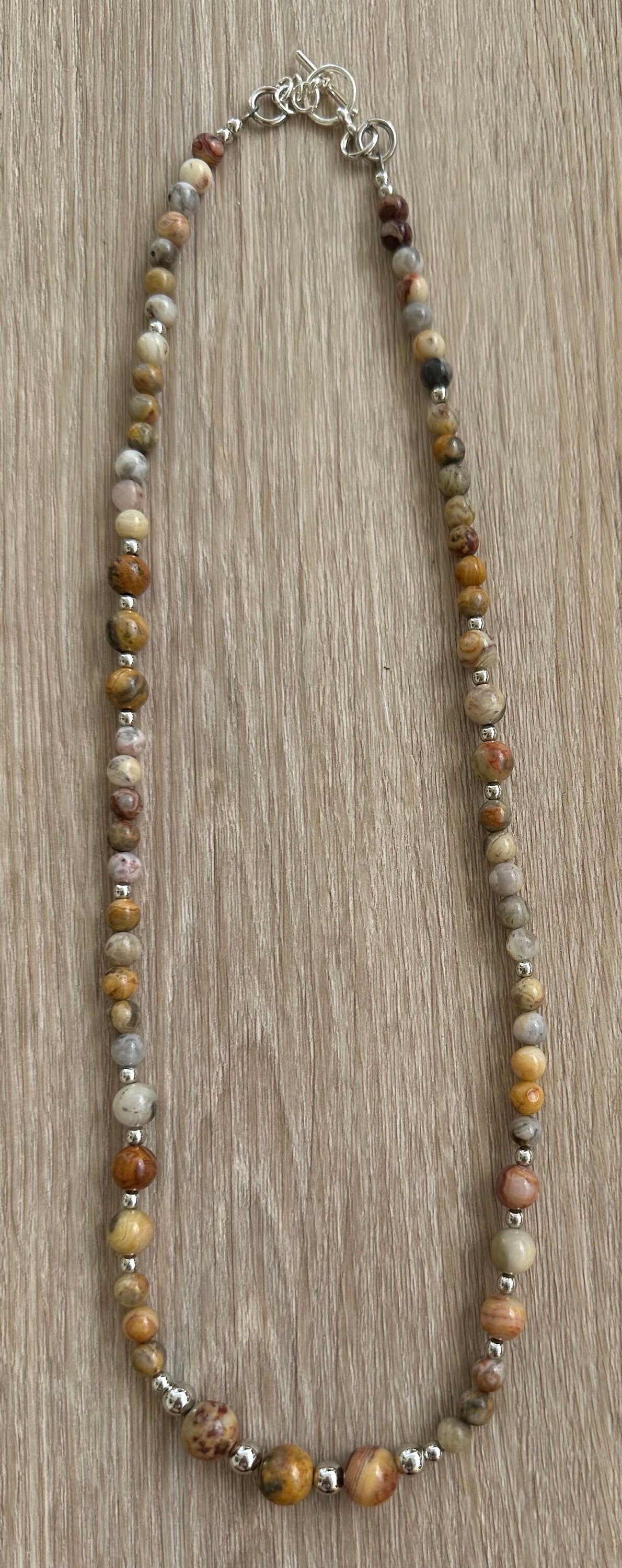 Crazy Lace Agate Necklace, Minimalist, Boho, Bohemian, Gift for Her, 25”, Gemstone Necklace, Joy Support Encouragement Energy Optimism