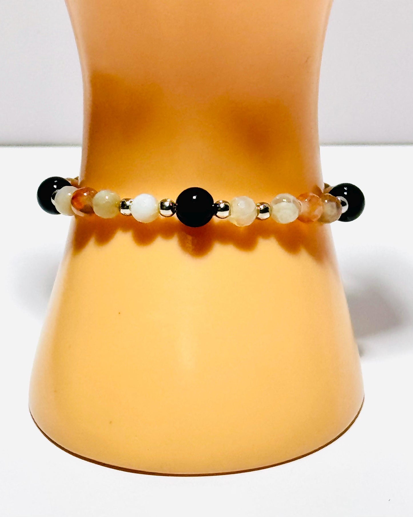 Contentment, Courage, Stability, Creativity, Balance, Positive Energy, Fire Agate Stretch Bracelet, 6”