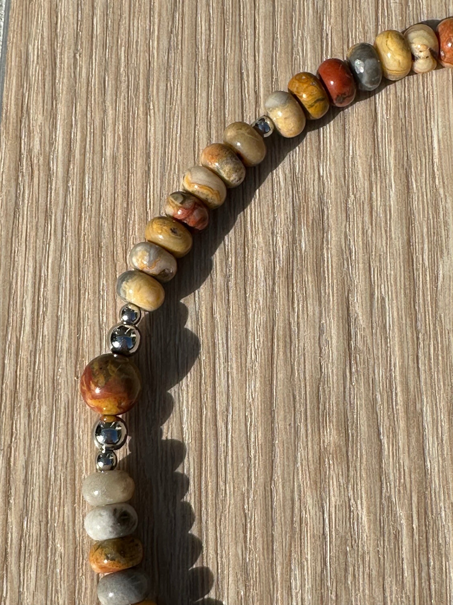 Beaded Pendant Necklace, Gemstone Necklace, Choker Necklace, Flint Arrowhead Pendant, Gift for Her, Agate, 17”, Encouragement