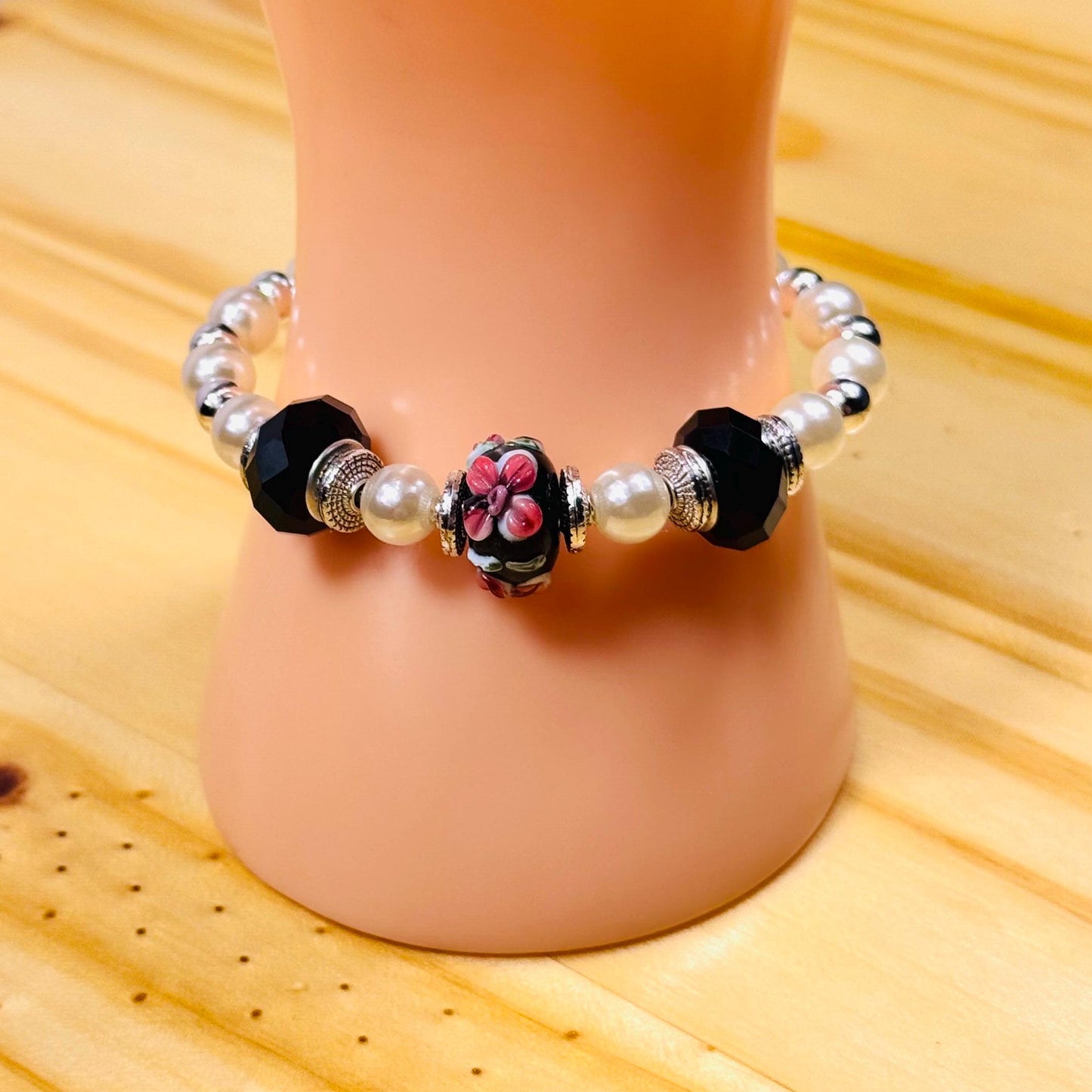 Custom Lamp Work Bracelet, Artisan Glass Bead Bracelet, Handmade Glass Bead Bracelet, Unique, Boho Jewelry, Custom Bracelet, 6”