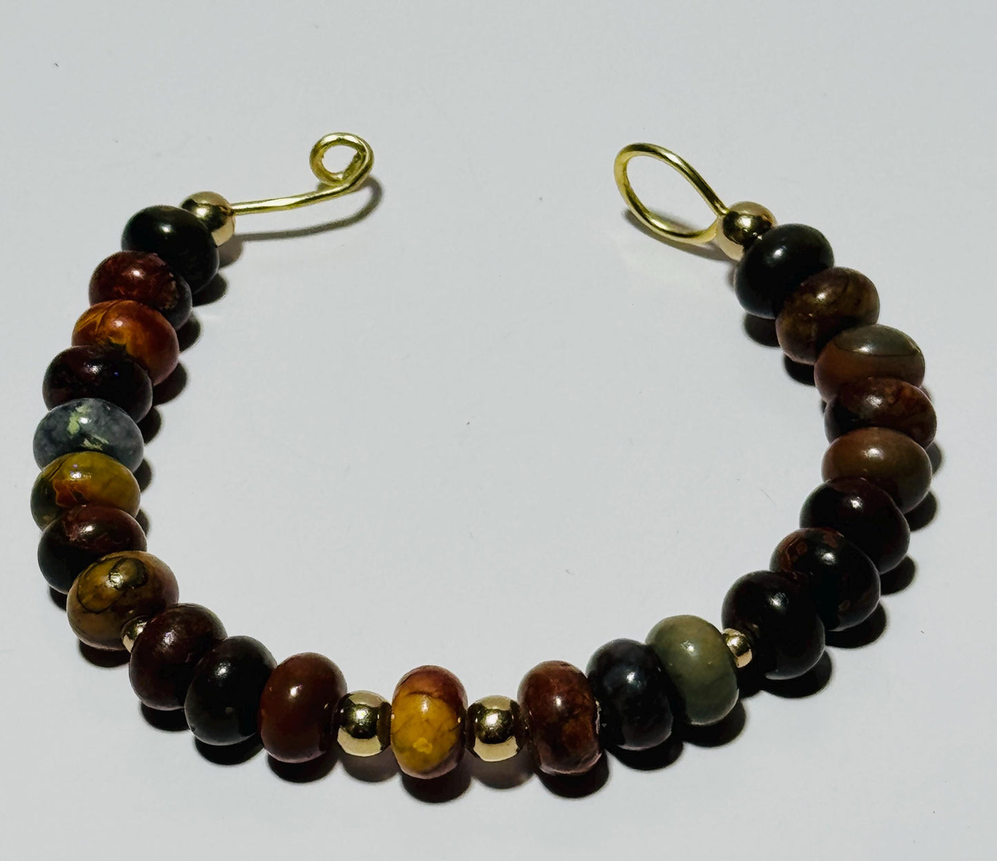 Natural Picasso Jasper Bracelet, Gemstone Bracelet, Hook & Loop Closure, Boho Bracelet, Joy, Support, Encouragement, Energy, 6.5”