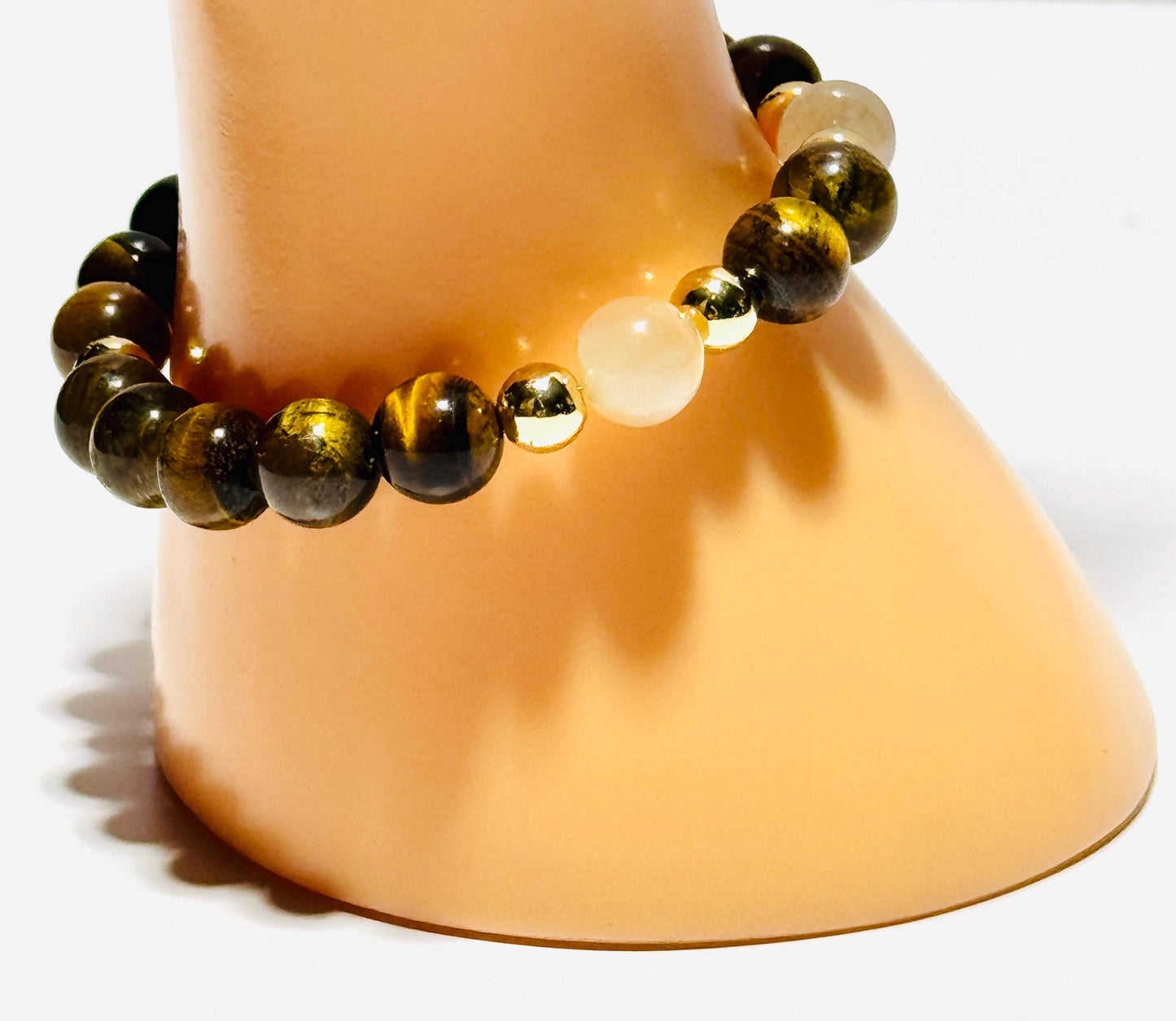 Natural Tiger Eye Bracelet, Brown Tiger Eye Bracelet, Stretch Bracelet, Minimalist, Agate highlights, Boho, Semi Precious Gemstones, Gift 6”