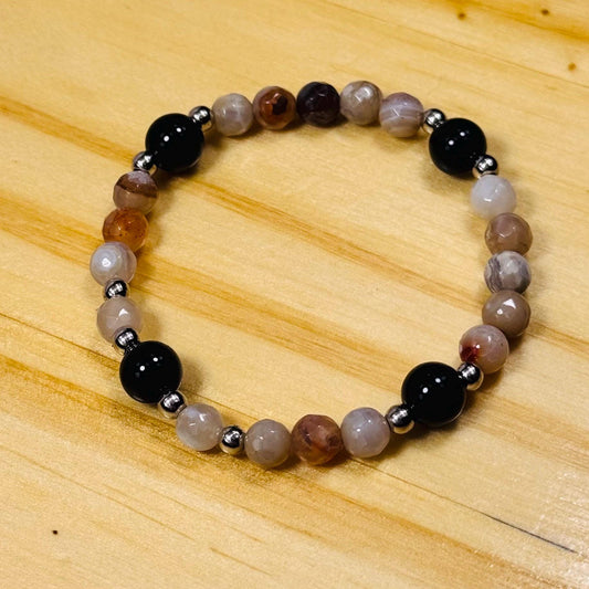 Contentment, Courage, Stability, Creativity, Balance, Positive Energy, Fire Agate Stretch Bracelet, 6”