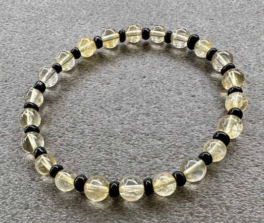 Citrine Bracelet, Beaded Bracelet, Stretch, Minimalist, Boho, 6 3/4”  Gift, Unisex Abundance, Joy, Optimism, Positive Energy