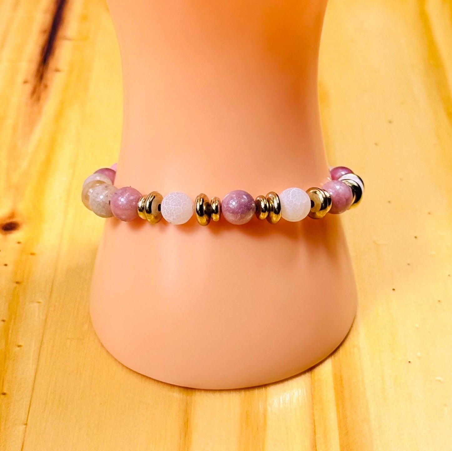 Stunning Sunstone Braclet Crackle Quartz Bracelet, Stretch, Boho, Natural Stone, Bohemian, 6.5” - 6.75” Independance Courage Optimism