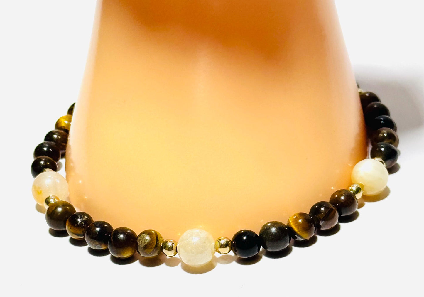 Natural Brown Tiger Eye Bracelet, Stretch Bracelet, Tiger Eye Bracelet, Boho Jewelry, Minimalist, Agate, Beaded, Stacking, Gift, 9”