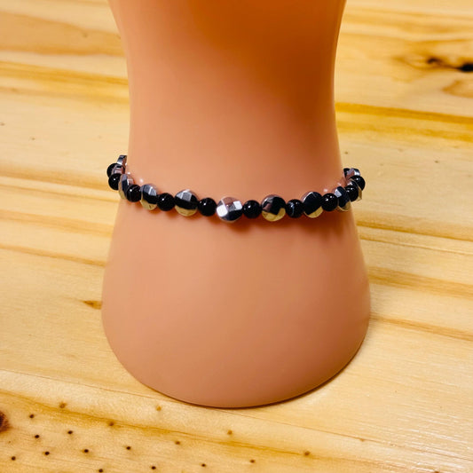 Strength Bracelet, Confidence Bracelet, Anxiety Bracelet, Heart Chakra, Spirituality, Stress, Grounding, Hematite Stretch Bracelet, 6.5”