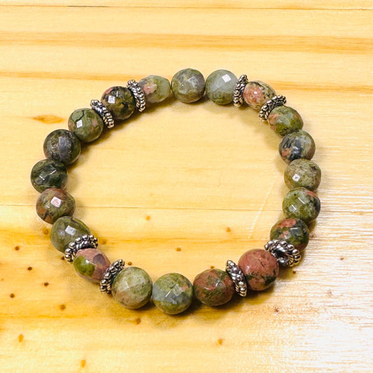 Spiritual Growth Bracelet, Balance, Trauma Bracelet, Compassion  Bracelet , Patience, Perseverance, Love, Unakite Stretch Bracelet, 6.5”
