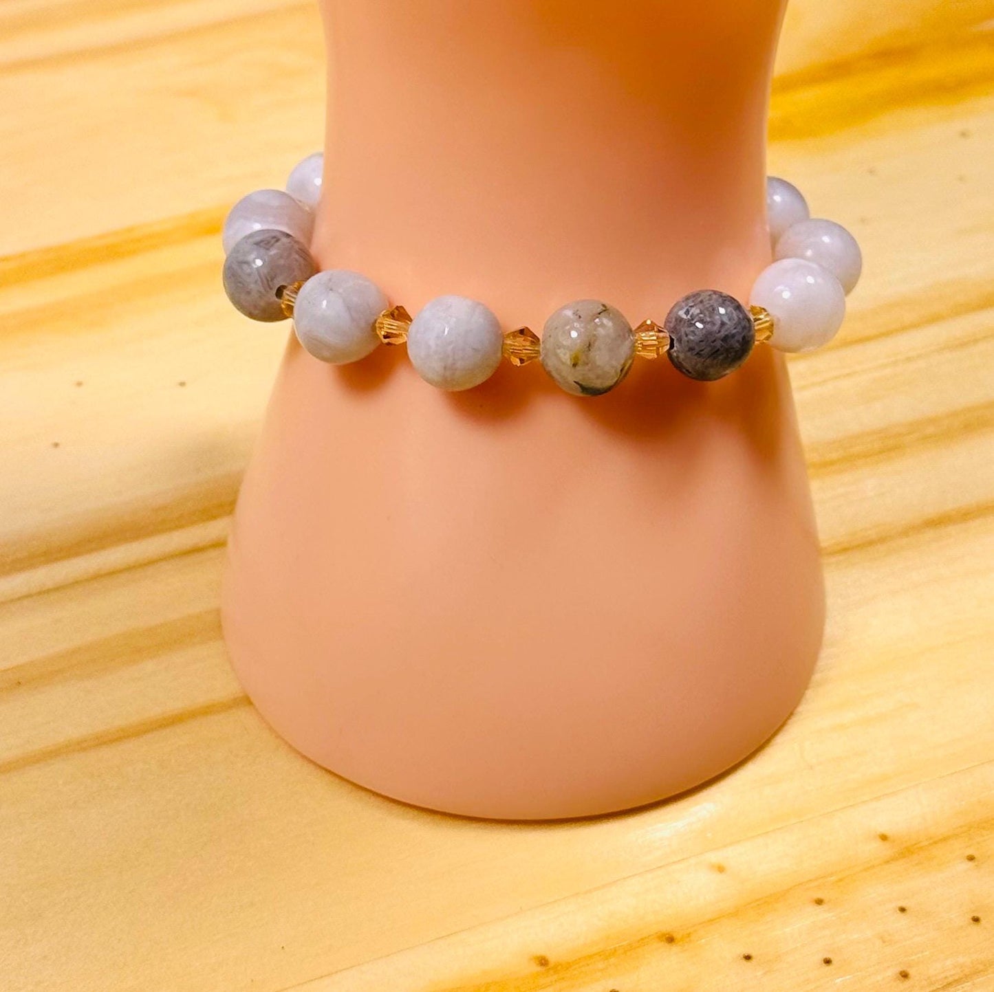 Stress, Fear, Anxiety, Negativity, Tranquility, Smokey Agate Bracelet, Stretch, Boho, Beaded Bracelet, Stacking Bracelet, Handmade, 6”