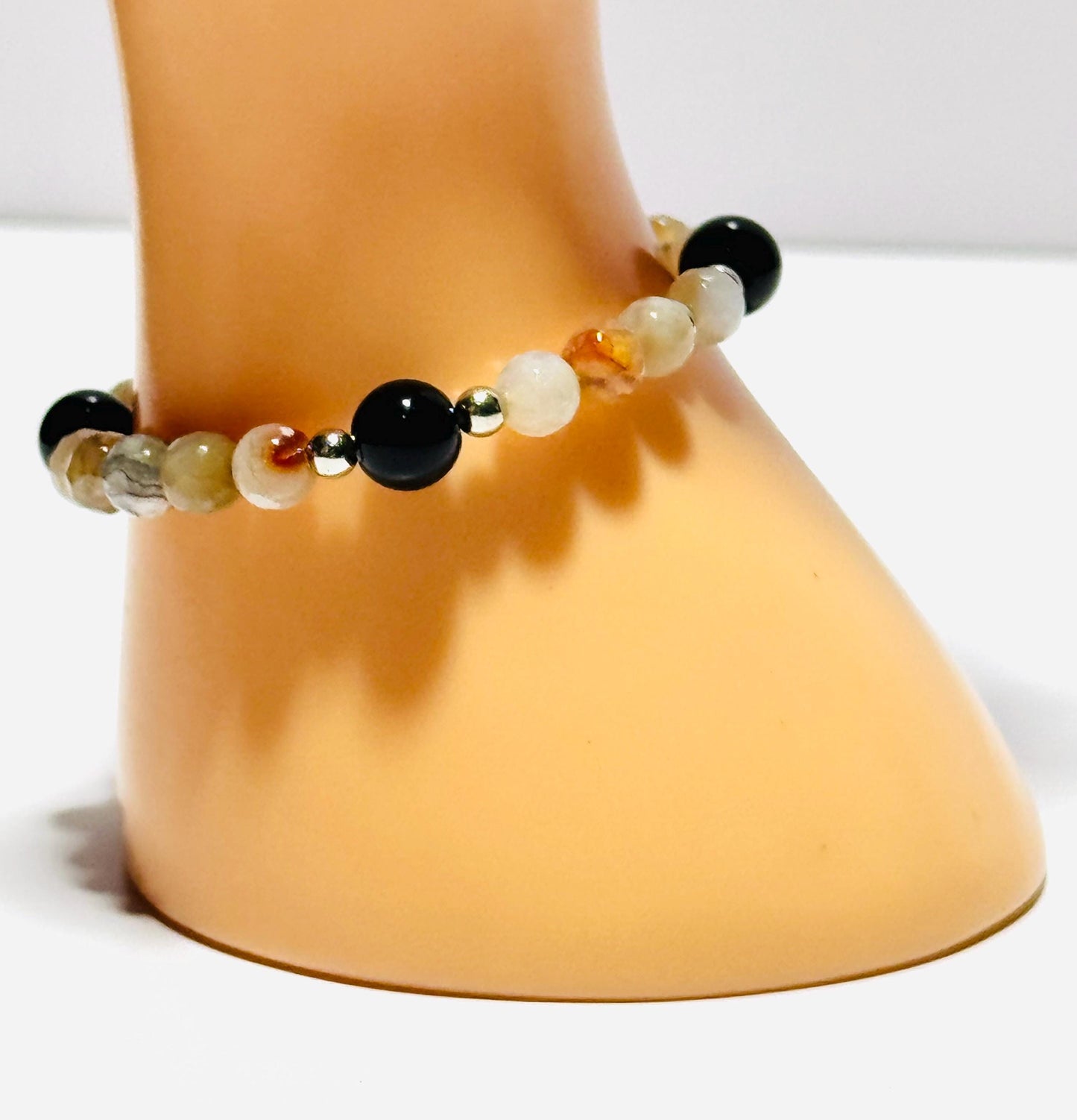 Contentment, Courage, Stability, Creativity, Balance, Positive Energy, Fire Agate Stretch Bracelet, 6”
