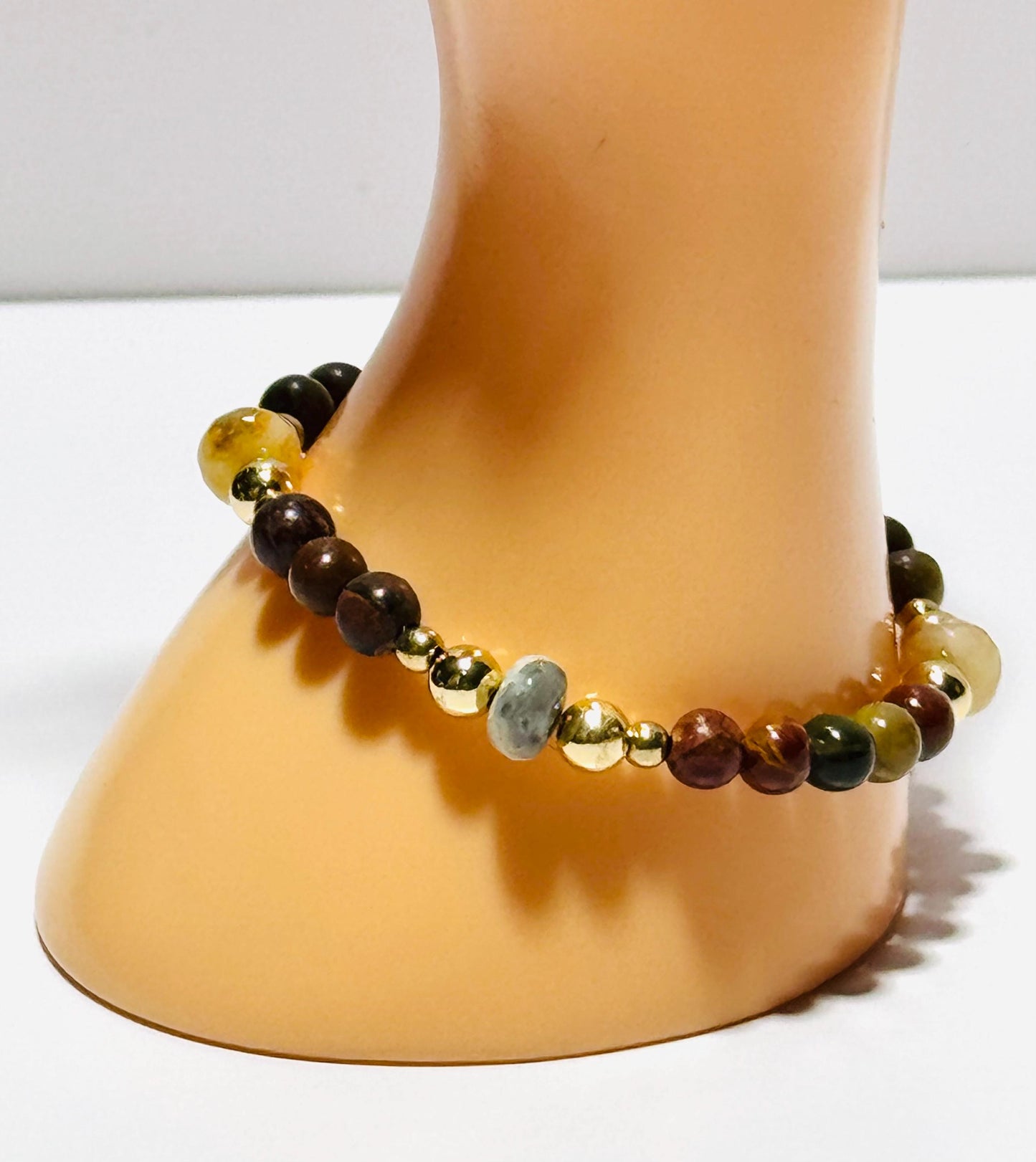 Natural Picasso Jasper Bracelet, Stretch Bracelet, Agate Bracelet, Boho Bracelet, Minimalist, Beaded, Stacking, Encouragement, 6.75”